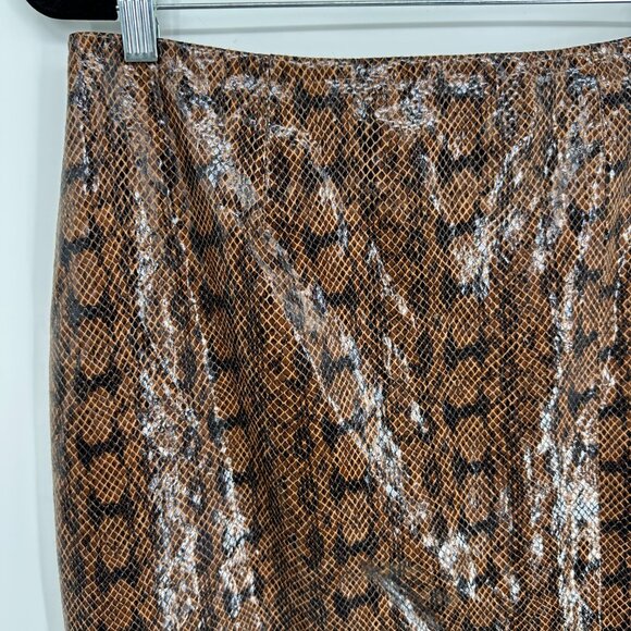 3/$25 Express Snake Skin Pencil Skirt 8 Slit‎ Faux Leather Brown Black - Picture 5 of 8